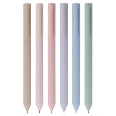 Imagem de Tupalizy 6 canetas de gel coloridas retráteis, estéticas, de secagem rápida, ponta fina de 0,5 mm, para anotações, agendas de escrita suave, presentes para professores, material escolar, escritório,