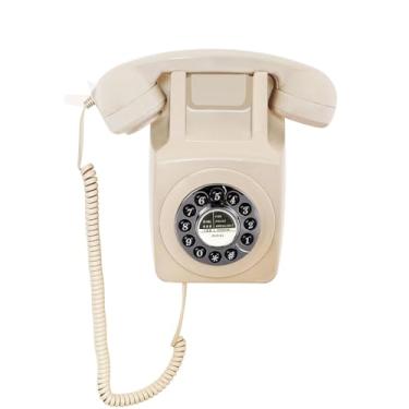 Imagem de Telefone de parede, telefone fixo com fio para casa, telefone retrô montado na parede, telefones antigos da década de 1960, telefone trimline analógico de linha única com toque alto para idosos (marfim)
