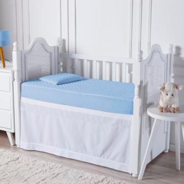 Imagem de Capa de ColchãoImpermeável Para Berço Enxoval De Bebê c/Elástico (AZUL)