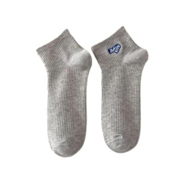 Imagem de chanstore 3 pares - Meias masculinas curtas de verão com absorção de suor e respirável para esportes e lazer - cinza