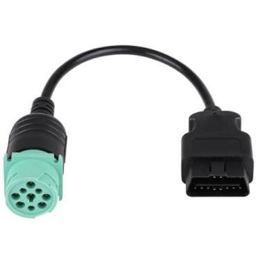 Imagem de J1939 Conector de scanner OBD de diagnóstico de caminhão comercial de 9 pinos macho para OBD2 macho para OBD2, adaptador de conexão de rastreador GPS ELD tipo 2