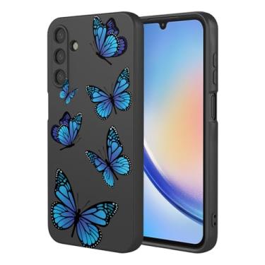Imagem de HTXWXJC Capa de telefone para Galaxy A34, Samsung A34 SM-A346E SM-A346B Capa à prova de choque flexível bumper TPU capa macia padrão borboleta capa de telefone para Samsung Galaxy A34 borboleta preta