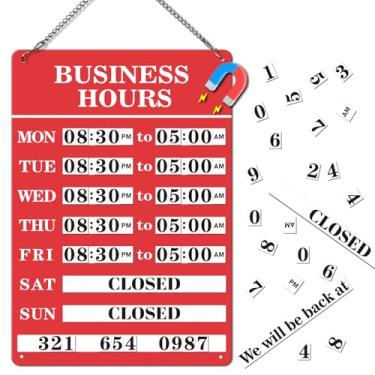 Imagem de Placa magnética mutável de horário comercial, placas de metal de funcionamento para negócios, sinal de horário de loja para porta ou janela de vidro