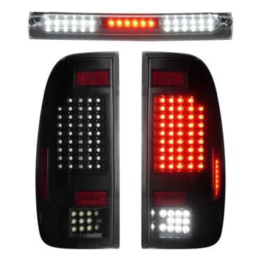 Imagem de Luz traseira de LED + 3º kit de luz de freio adequado para Ford F-150 1997-2003, para Ford F-150 Heritage 2004, lanternas traseiras e luz de parada de alta montagem, lente fumê preta, 3 peças