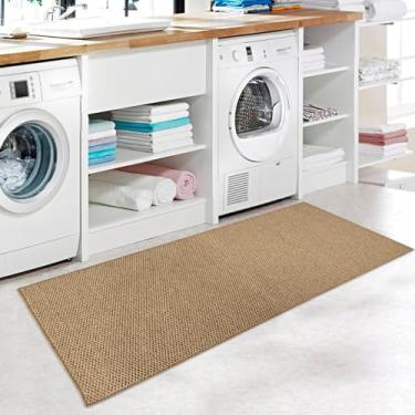 Imagem de USTIDE Tapete de juta sintética de fibra natural para lavanderia e cozinha tapetes antiderrapantes sem derramamento de juta sintética tapete de área antiderrapante lavável