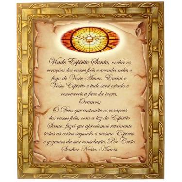 Imagem de Quadro decorativo e religioso do Espírito Santo com oração, modelo 06,