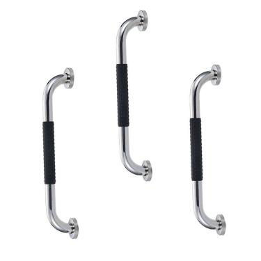 Imagem de Barra de Apoio Inox 30cm Suporte Antiderrapante Banheiro Box Kit 3 unidades Casa Escada Criança Idoso Gestante Acessibilidade