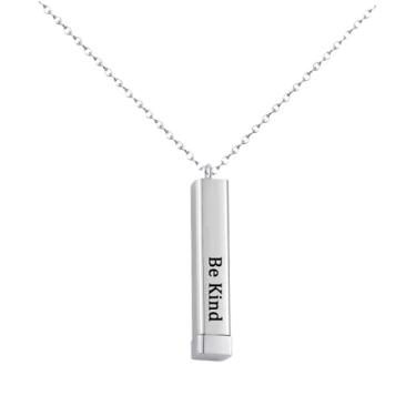 Imagem de DONDO'S Colar Be Kind of A Badass para mulheres, gravura 3D, barra vertical, pingente de tubo quadrado de aço inoxidável, com mensagem oculta, presentes de Natal para melhores amigas e irmãs, joias,