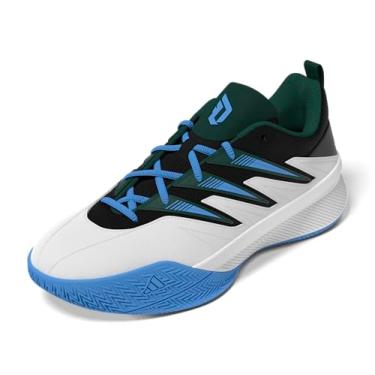 Imagem de adidas Tênis de basquete unissex com certificação Dame 3, Branco/verde universitário/azul explosão, 5 Women/4 Men