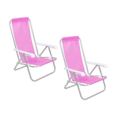 Imagem de Kit 2 Cadeira de Praia Reclinável 4 Posições Alumínio Lazy Sannet - Belfix