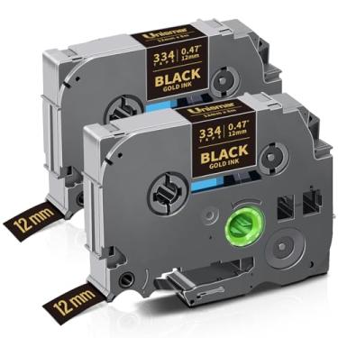 Imagem de Unismar Compatível com Brother TZe-334 Gold on Black 12 mm 0,47 Fita de etiqueta laminada para etiquetadora PT-D220 PTD210 PTH110 PTH100 PTD600 PTD200, 1/5.1 cm x 8 m, pacote com 2