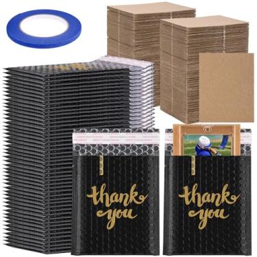 Imagem de Tatuo O conjunto de 151 peças de protetor de envio de cartões colecionáveis inclui 100 folhas de papelão ondulado, 50 envelopes acolchoados e fita adesiva para embalagem de cartões colecionáveis