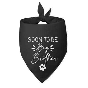 Imagem de Soon to Be Big Brother Baby Announcement Bandana de cachorro revelador de gênero bandana preta para cachorro bandana anúncio de gravidez adereço de foto acessório para animal de estimação cachecol