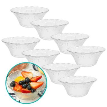 Imagem de Kit 6 Tigela Bowl De Vidro Redonda Sobremesa Saladeira Travessa Fruta 