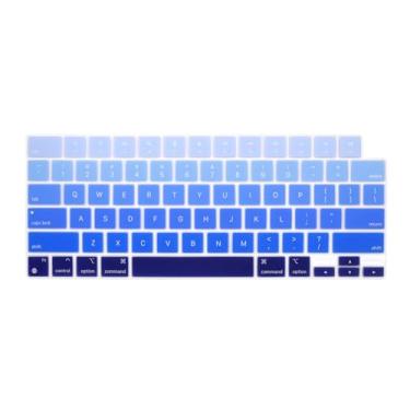 Imagem de WYGCH Capa protetora de silicone para teclado elegante para MacBook 2025-2021 Pro 35.6 cm 40.6 cm M4 M3 M2 M1 Pro Max Chip, MacBook Air 38.1 cm 34.5 cm M4 M3 M2 Chip A3240 A3241, azul gradiente
