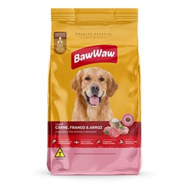 Imagem de Ração Baw Waw para cães adultos médios e grandes sabor Carne, Frango e Arroz - 900g