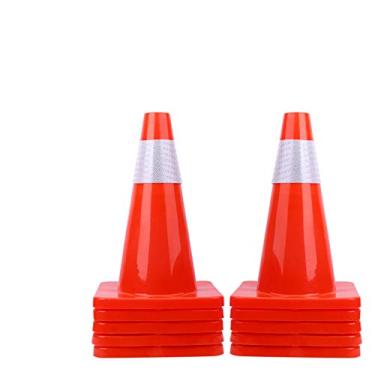 Imagem de CFKJ Pacote Com 10-18 Cones De Trânsito Pvc Cones De Estacionamento De Segurança Rodoviária Cones De Risco Ponderados Cones De Construção Para Tráfego Laranja Fluorescente Com 4 Tiras Refletivas Col