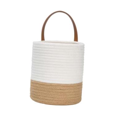 Imagem de Bothyi Cesta de tecido suspensa, cesta de armazenamento, cão, gato, caixa de brinquedos, decoração, organizador de artigos diversos, cesta de frutas para, Cor Linho Branco
