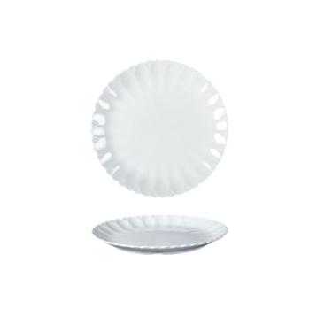 Imagem de Prato de osso de disco branco de porcelana sintética, prato de arroz refogado de fast food - 3409; prato de crisântemo de 23 cm - branco