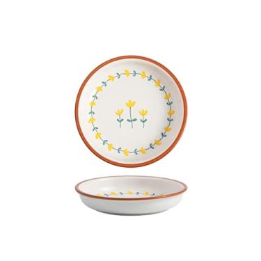 Imagem de Conjunto de utensílios domésticos simples e personalizados, tigela de cerâmica com orelhas duplas, prato de servir, tigela de arroz - prato redondo de 20 cm