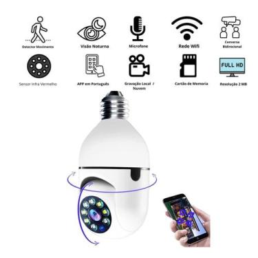 Imagem de Camera IP Lampada 360 Giratoria Com Visão Noturna Wifi E27 - Yoosee