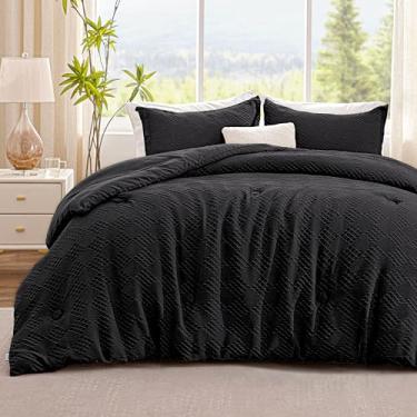 Imagem de EXQ Home Conjunto de edredom solteiro com estampa de diamante 3D preto, 2 peças, estampa de diamante 3D, conjunto de cama quente de inverno, 1 edredom com 1 fronha