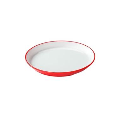 Imagem de Prato redondo de osso comercial, prato de prato quente de porcelana de imitação de restaurante - vermelho e branco P0404-7