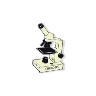 Imagem de Dr's gift Broche Microscópio Esmalte Stay Curious Broche Metal Lapela Emblema para Mochilas Casaco Branco Microbiologia Cientista Biológico Médicos Pin, Medium, Zinco, Sem Pedra Preciosa