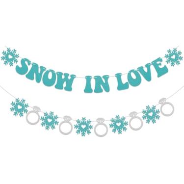 Imagem de Faixa pré-amarrada Snow in Love - Decorações de festa de chá de panela de inverno, guirlanda de anel de floco de neve para decorações de festa de casamento de noivado de inverno azul prata glitter