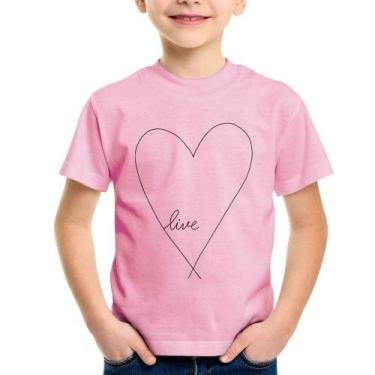 Imagem de Camiseta Infantil Live Coração - Foca na Moda, Rosa bebê, 4