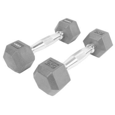 Imagem de Par De Halteres Lion Performance Sextavado 2kg Aço Cromado