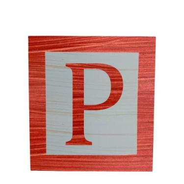 Imagem de Cubo Azul Letra Vermelha com Aplique Festa Chá de Bebê Decoração 8x8x8