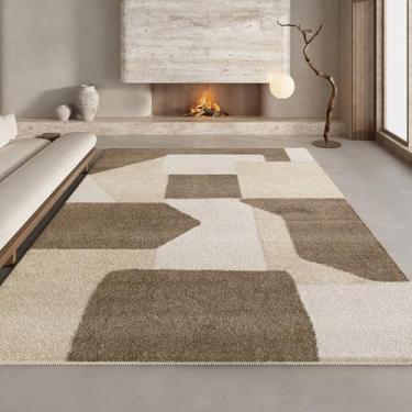 Imagem de Tapete geométrico bege marrom, estilo creme minimalista, tapete enorme para sala de estar, tapetes confortáveis e macios para quarto, YHT015,2,D,300x400CM