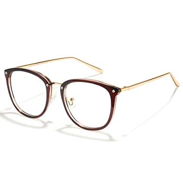 Imagem de Cyxus Óculos de luz azul para mulheres, óculos de bloqueio de luz azul para mulheres, óculos redondos para computador, óculos antifadiga ocular