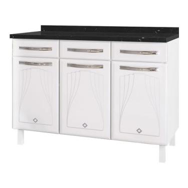 Imagem de Balcão de Cozinha Telasul Aço 3 Portas 3 Gavetas Cristal, Branco