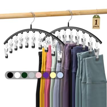 Imagem de Volnamal Legging Organizer for Closet, Metal Yoga Pants Hangers 1 Pack w/10 Clips Holds 10 Leggings, Hangers Space Saving Hanging Closet Organizer w/Rubber Coated Closet Organizers and Storage, Black