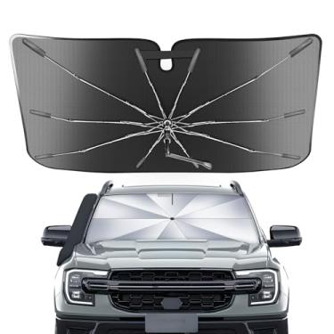 Imagem de Guarda-sol portátil para para-brisas personalizado adequado para Ford Ranger 2019-2025, 2 em 1 cristal de gelo durável guarda-chuva compacto sombra UPF50+ janela frontal acessórios de proteção de