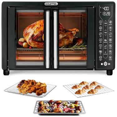 Imagem de Forno Elétrico com 17 Predefinições Incluindo AirFryer Porta Francesa, 24 L, 110V 1700W, Gourmia, Preto