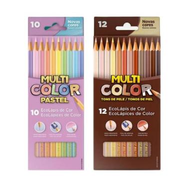 Imagem de Kit lápis de cor Multi Color tons de pele com 12 cores + tons pasteis 