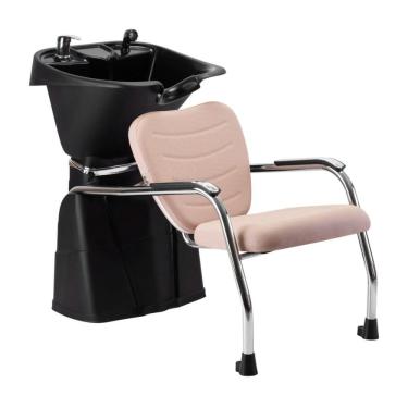 Imagem de Lavatório de Cabelo com Cuba Reclinável Dompel Top Cabeleireiro e Salão de Beleza Preto/Rosa