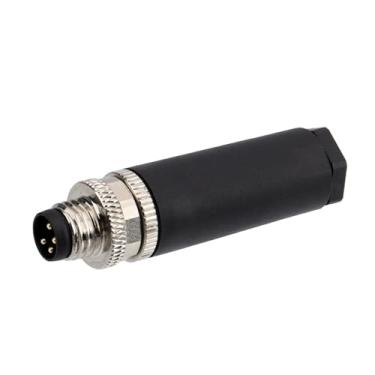 Imagem de HangTon Conector macho M8 de 8 pinos, soldagem, código A, potência 30 V CC 1,5 A, impermeável, aviação circular de plástico sem blindagem para sensor de automação industrial PROFINET EtherCAT