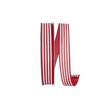 Imagem de Reliant Ribbon Fita de borda com fio de linho listrado, vermelho/branco