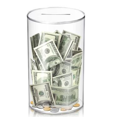 Imagem de Cofrinho hizgo para adultos Cofrinho acrílico transparente 10x15cm