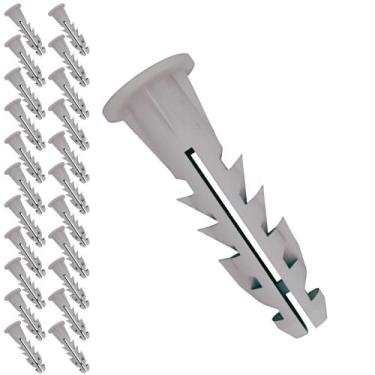 Imagem de Kit 23 Bucha 6mm Plastico Com Anel Fixação Prateleiras Moveis Armarios