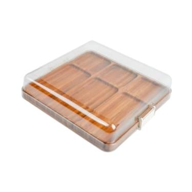 Imagem de ＫＬＫＣＭＳ Molho Grooves Manteiga tábuas de placas de mesa do servidor de grades de churrasqueira com tampa de queijo para mulheres queijo refrigerador