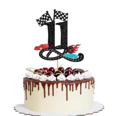 Imagem de YQLXDHBD Race Car 11th Birthday Cake Topper,Glitter Fast Eleven Cake Topper,Checkered Flag, Racing Track Child Eleven Year Old Birthday,Boys Girls Checkered Flag Themed Party Supplies