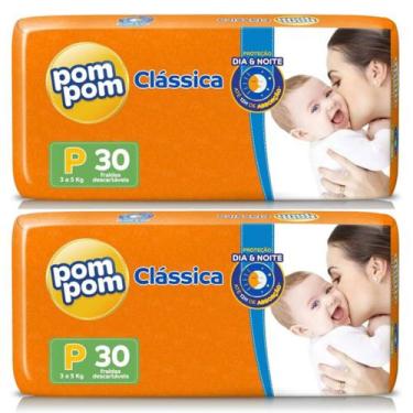 Imagem de KIT 2 Fraldas Pom Pom Clássica Jumbo Todos os Tamanhos, P - 30 UND
