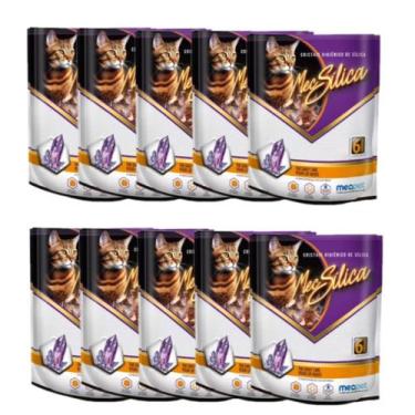 Imagem de Kit 10 Areia Sílica Para Gatos 1,2kg Mec Sílica Micro Grão 0% Odor - M