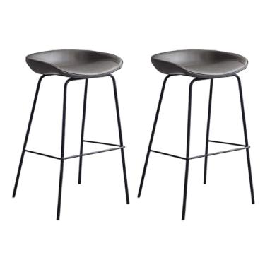 Imagem de Lzyjckh Conjunto de 2 bancos de bar, Cadeiras altas modernas de balcão de bar Bancos de bar de altura de balcão para ilha de cozinha, balcão, sala de jantar,Gray,65 cm high