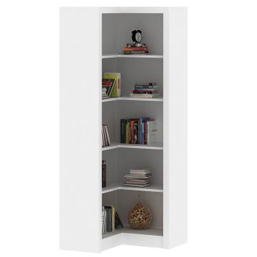 Imagem de Estante de Canto Para Escritório E Home Office 4 Prateleiras Brandon 171x68 T01 Branco - Lyam Decor